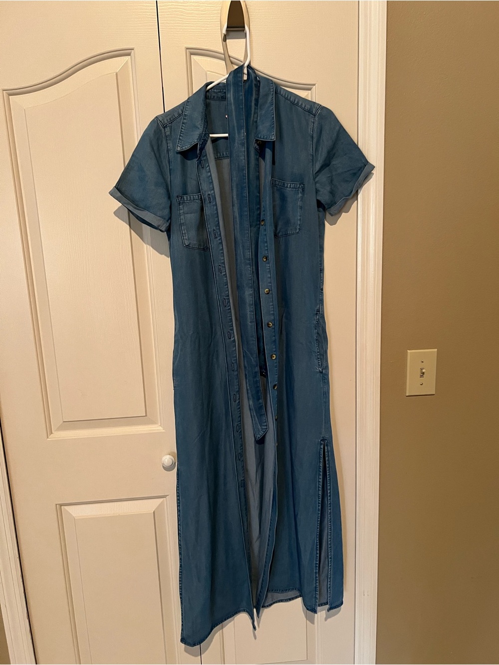 Classic Denim Shirt Dress in Blue